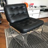 Chrome and leatherette armchair