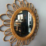 Vintage rattan sun mirror