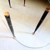 1950 oval coffee table in steel and brass glass