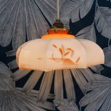 Suspension blown glass opaline glass of 1920s orange milk