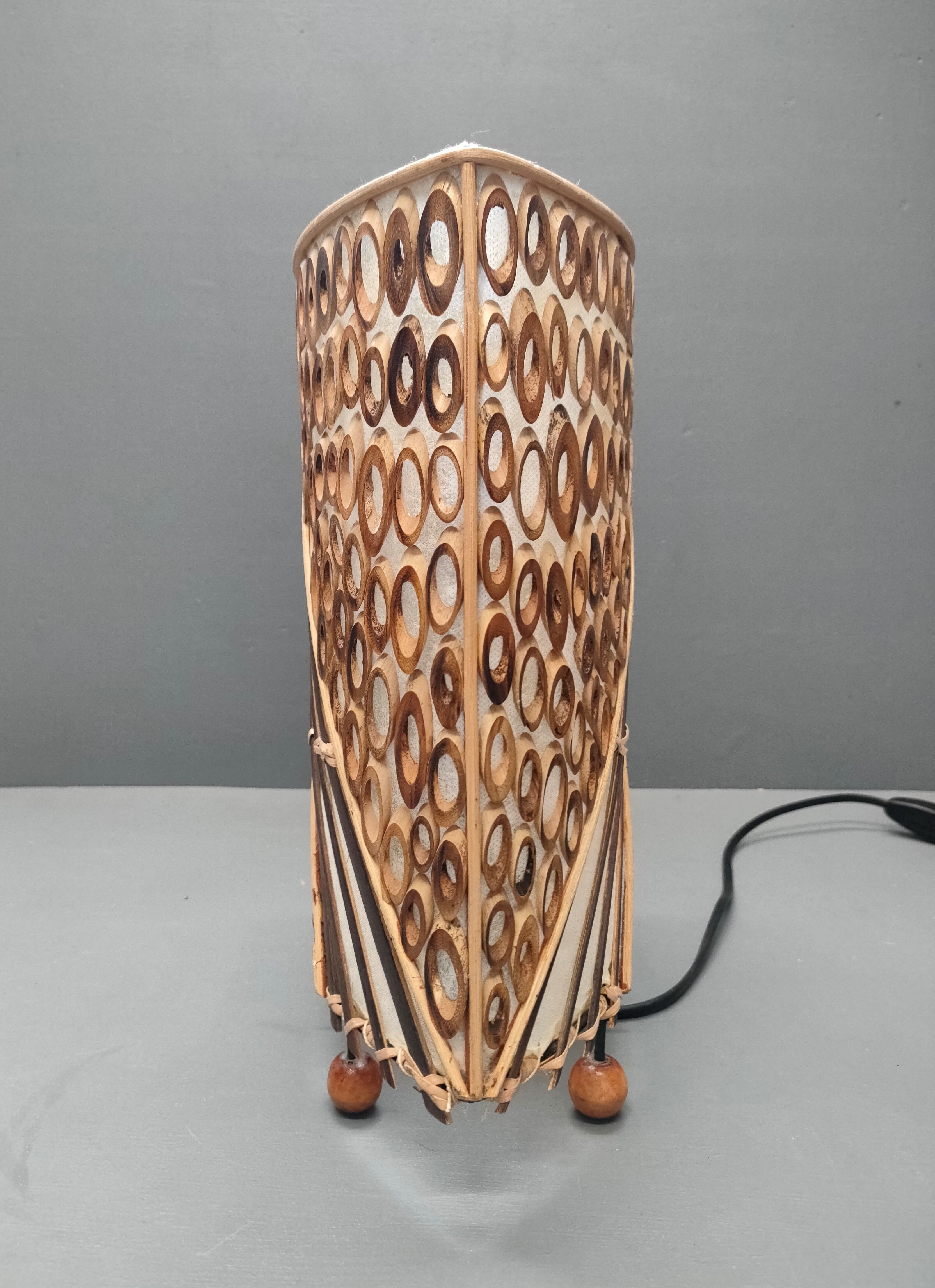 Lamp in rattan wicker and wood late XIXth
