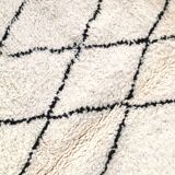 Berber rug Beni Ouarain with black graphic patterns 301x193cm