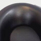 Pair of vintage Scandinavian swivel armchairs in faux leather and chrome.