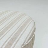 Vintage pouf with stripes, ottoman style , footrest for armchair