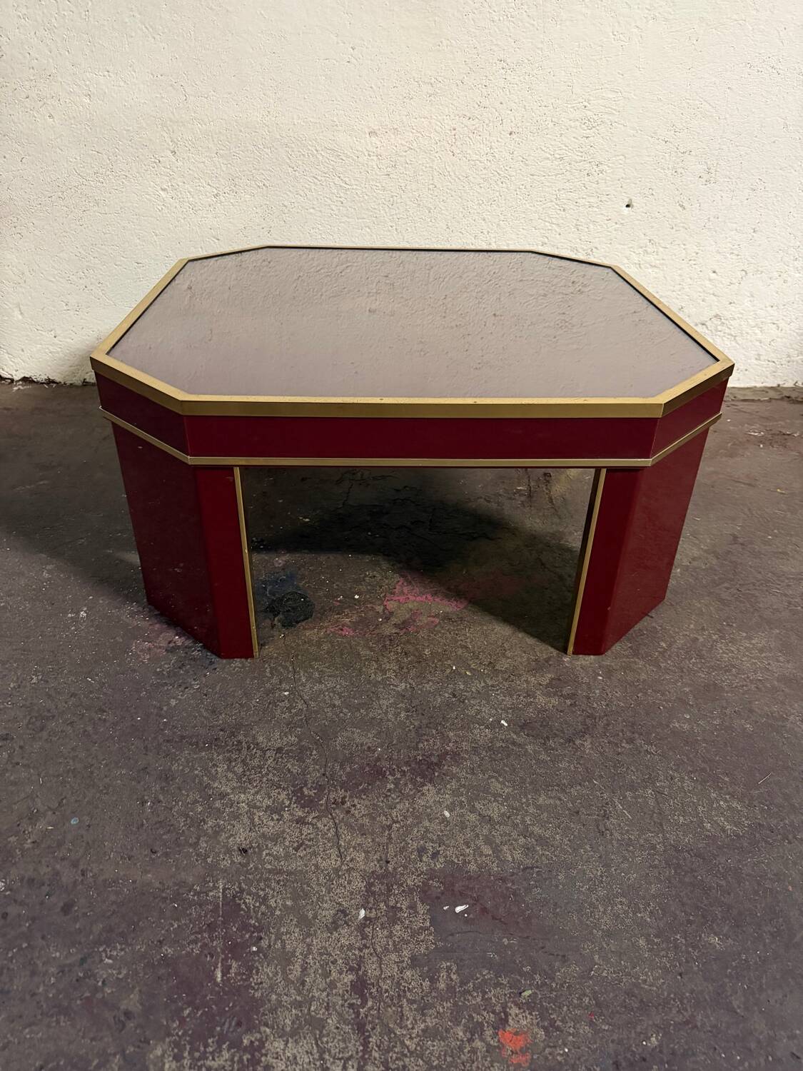 Burgundy octagonal mirror Éric Maville