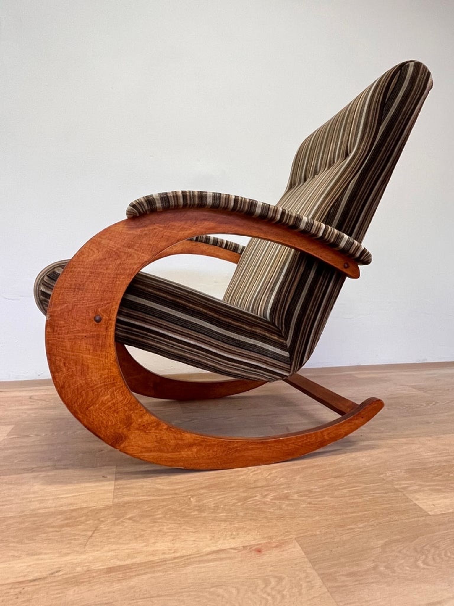 1940s rare design organic rocking chair - czechoslovakia