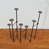 Mid-century brutalist extendable wrought iron floor chandelier, 1960s.