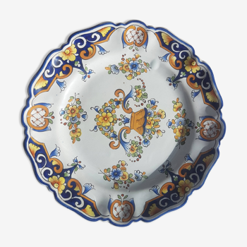 Plate in Nevers earthenware very old early 1800s fruit cut