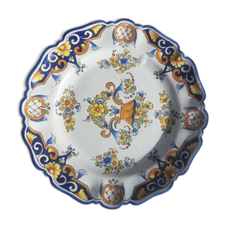 Plate in Nevers earthenware very old early 1800s fruit cut