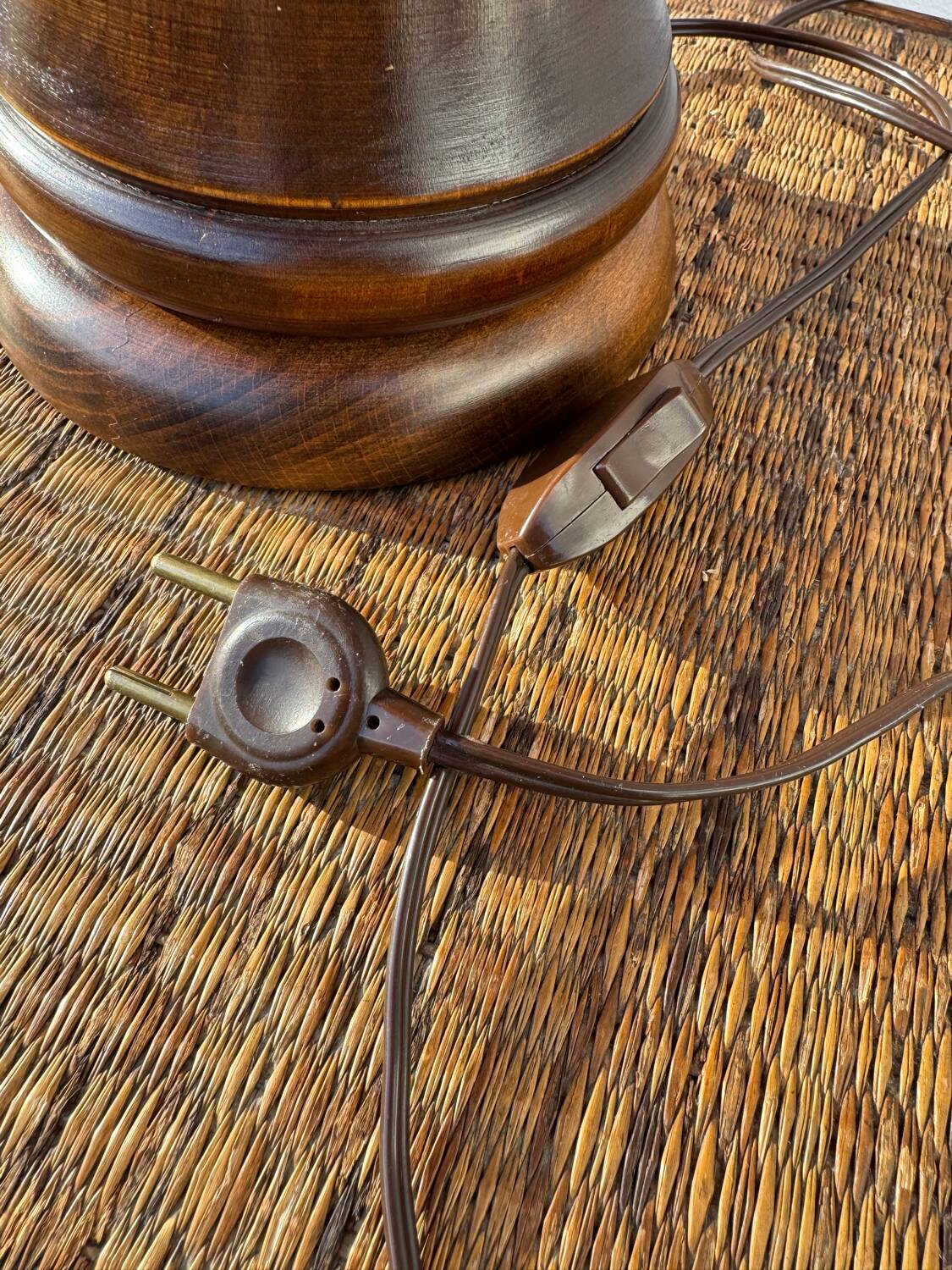 Large 1960s bell-shaped lamp with fringed shade