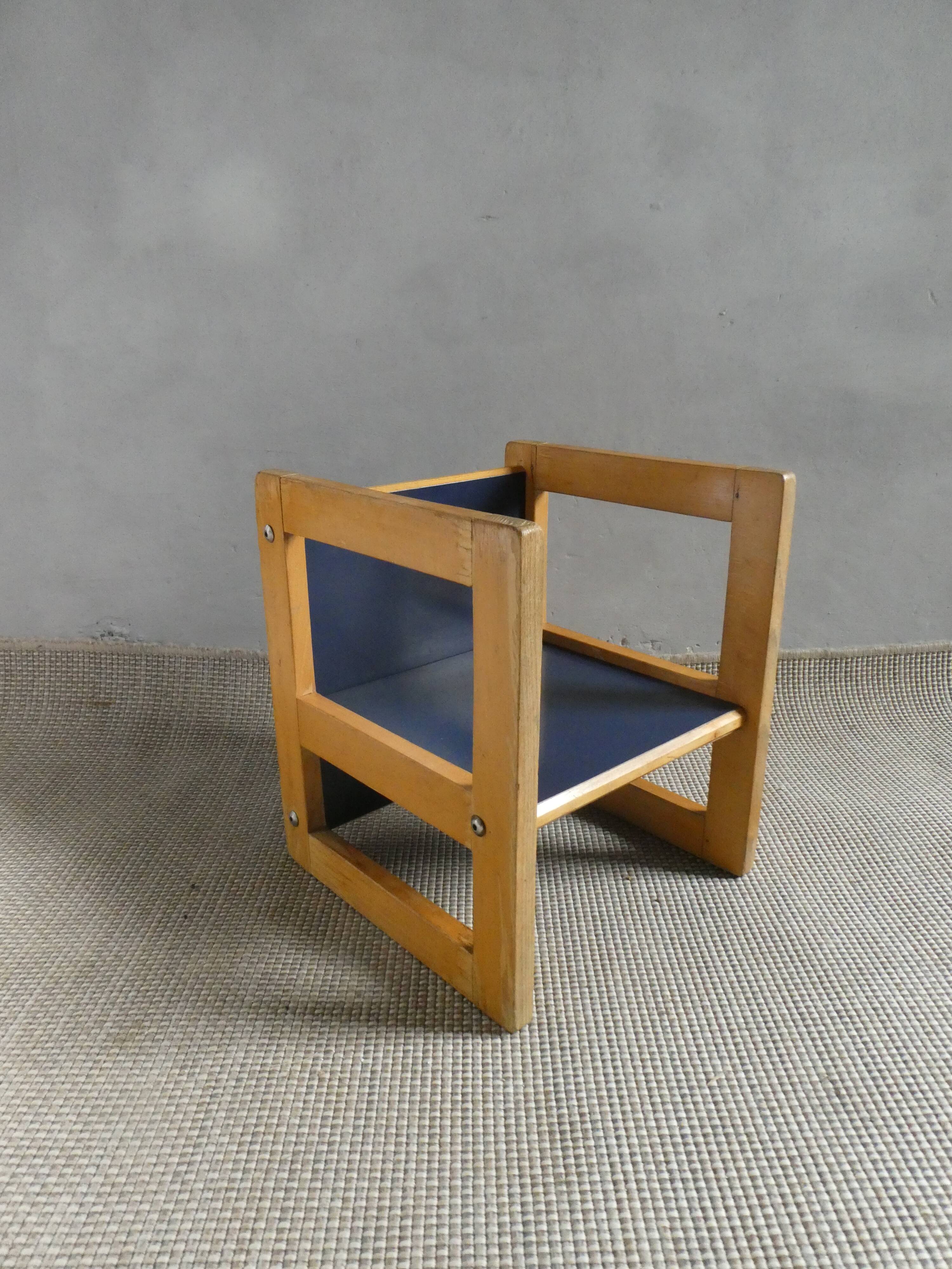 3-position children's armchair, wooden, 1980s