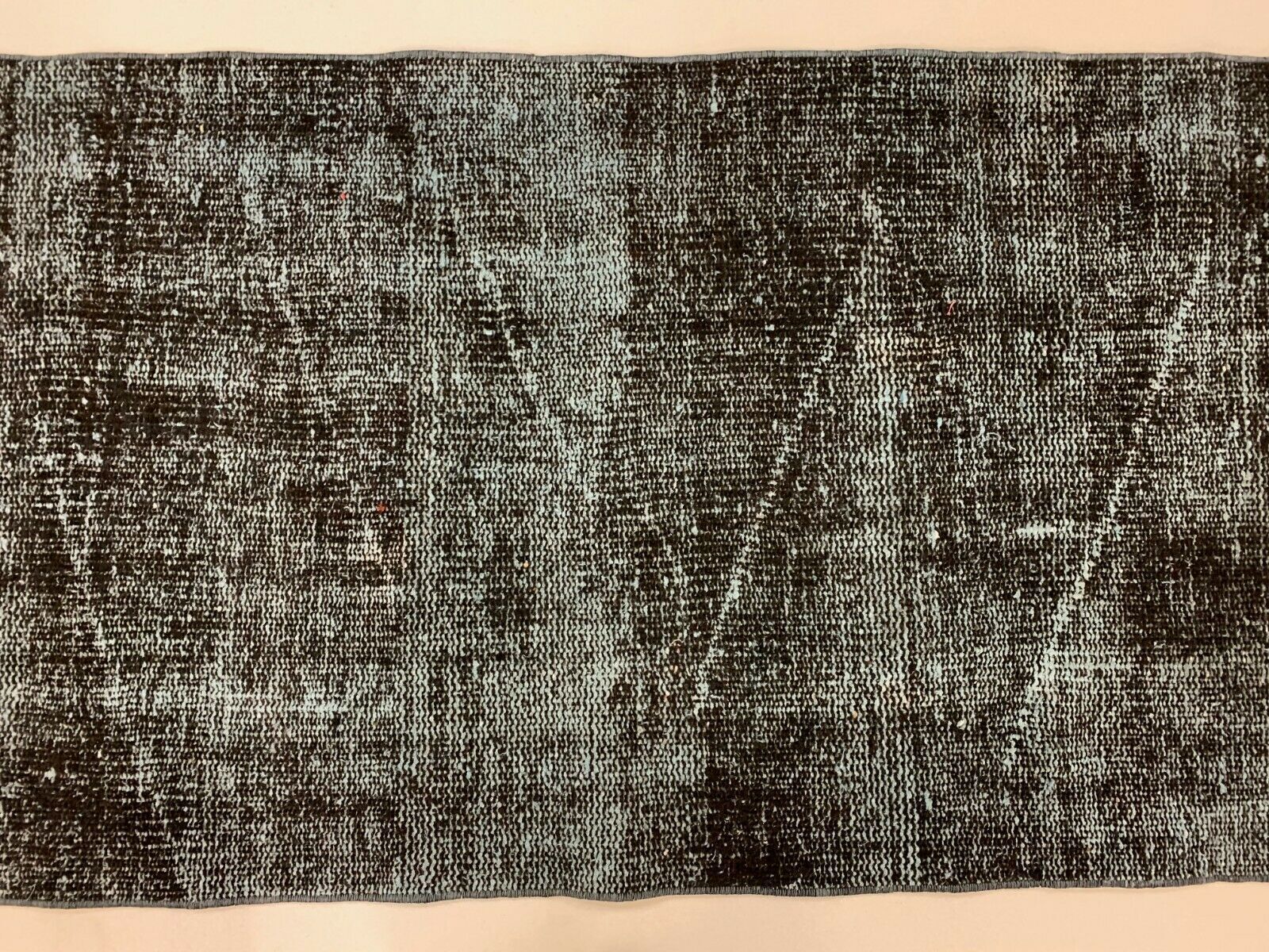 Distressed Turkish Narrow Runner 295x65 cm wool Vintage rug, Overdyed Black