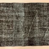 Distressed Turkish Narrow Runner 295x65 cm wool Vintage rug, Overdyed Black