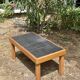 Vintage coffee table in solid wood and slate – 1970s – Modernist style