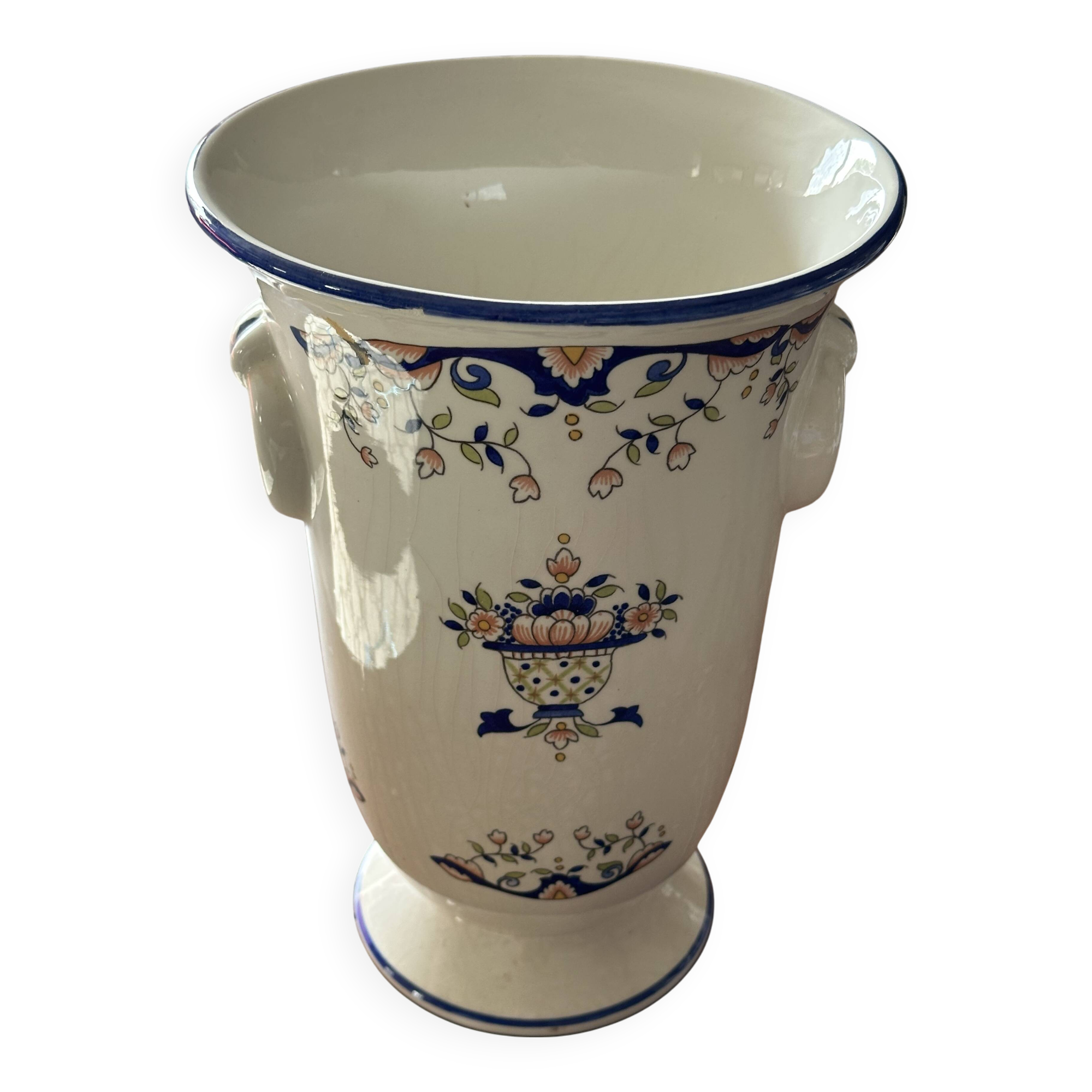 Vase en Céramique Vieux Rouen H 25 cm fin 19 e siècle