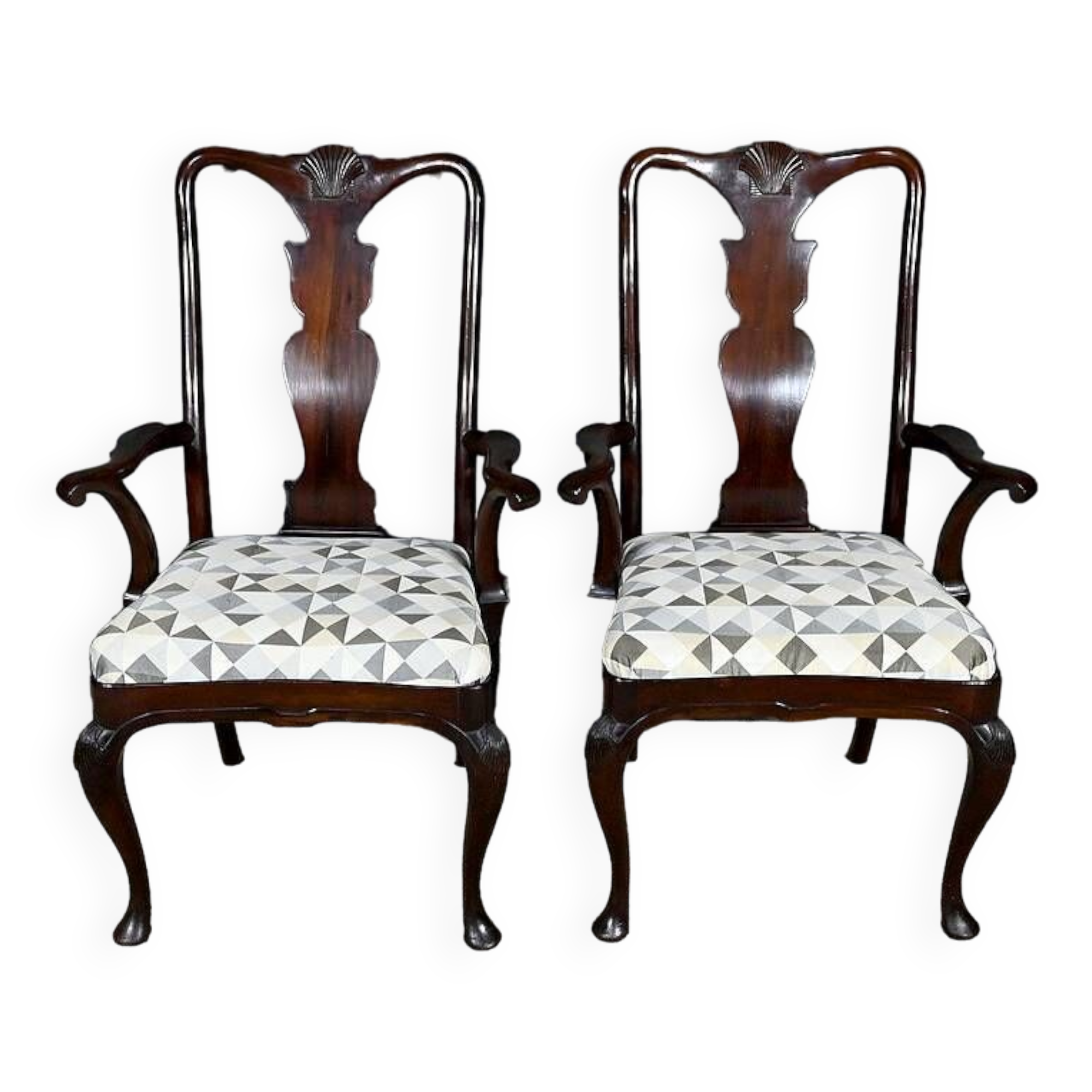 Pair of Chippendale Mahogany Armchairs, England - Early 20th Century