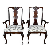Pair of Chippendale Mahogany Armchairs, England - Early 20th Century