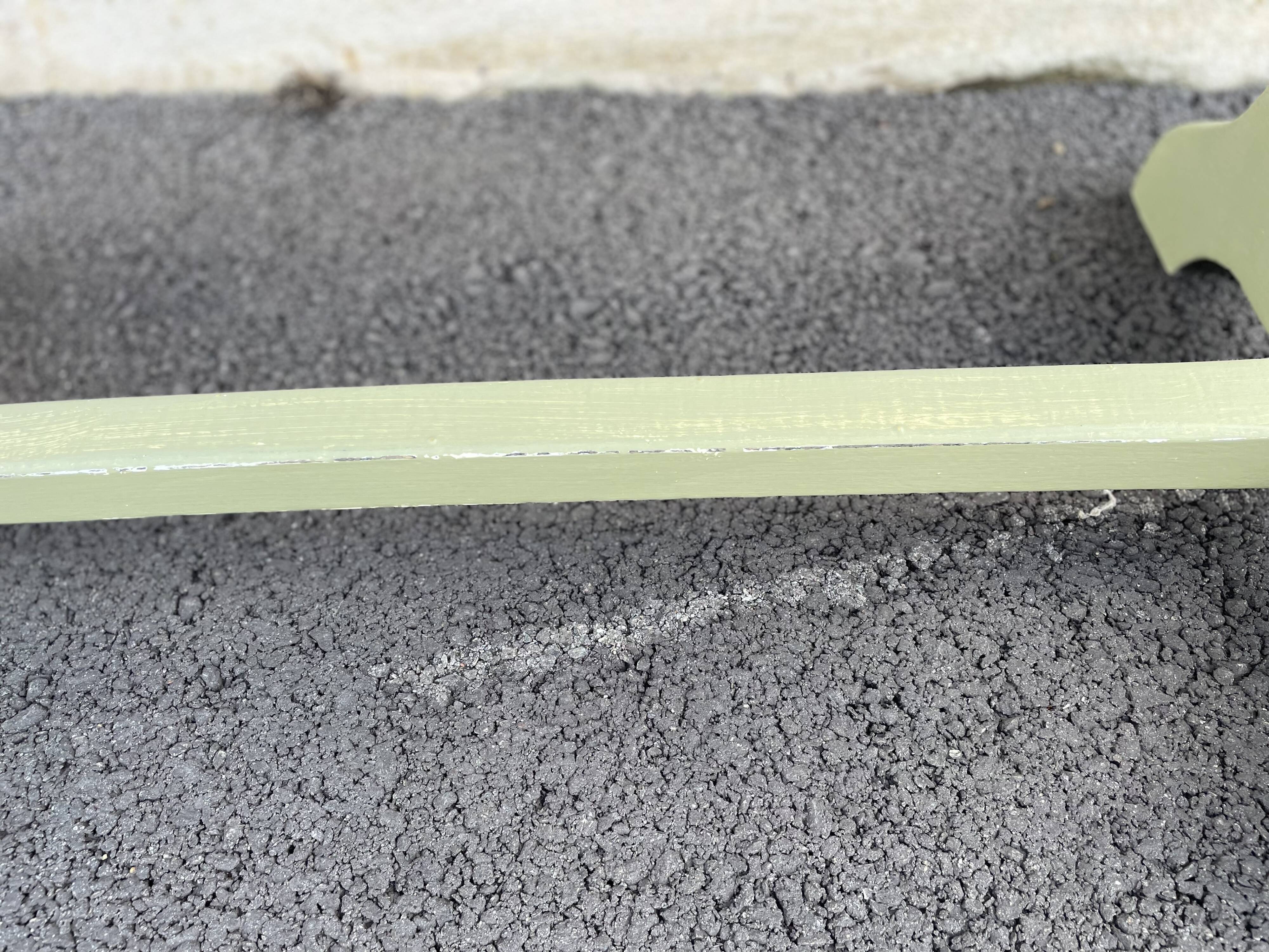 Patinated green baluster table