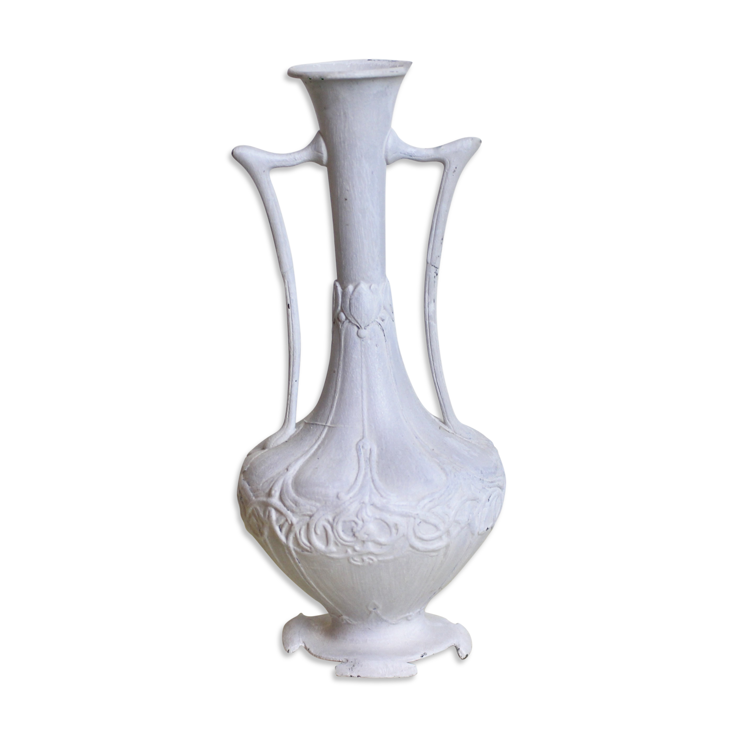 Shabby white patina bronze vase