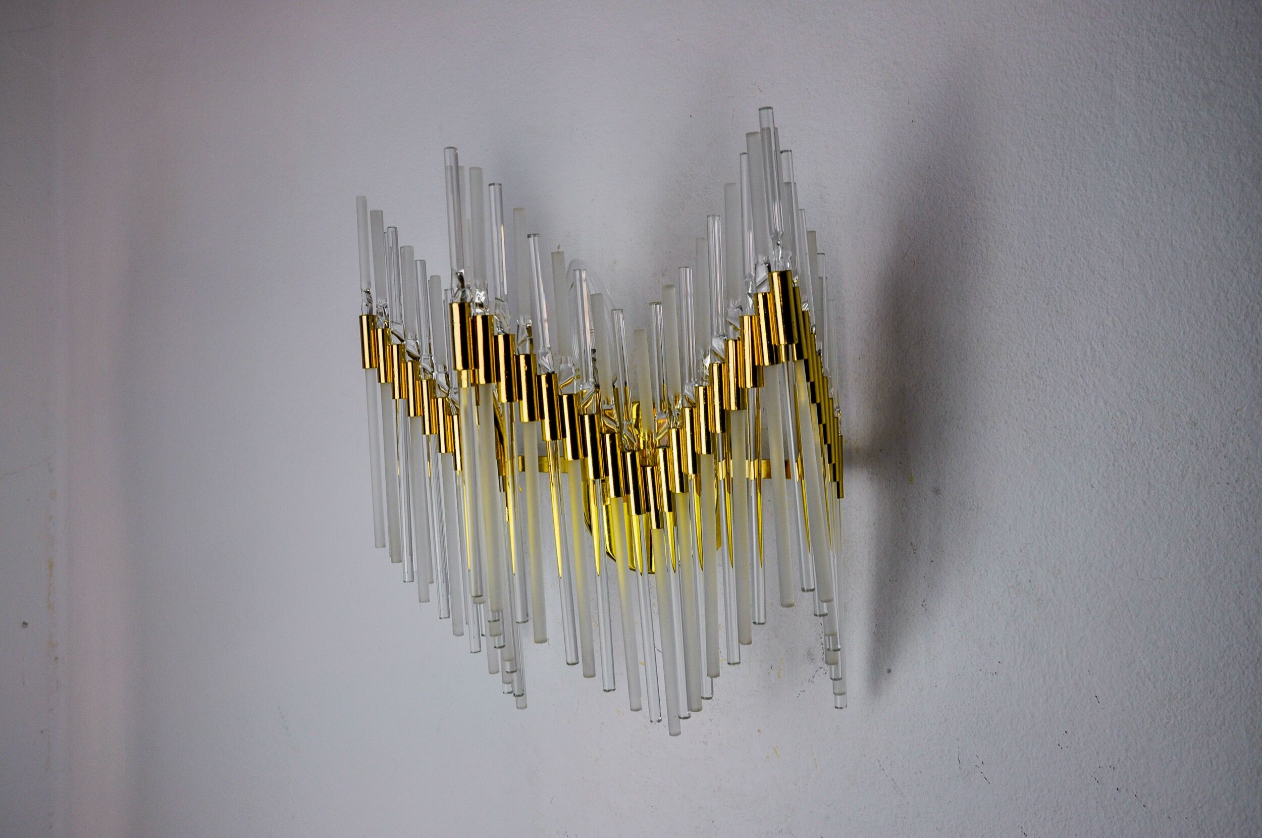 Venini wall lamp, tubular crystals, Italy, 1970