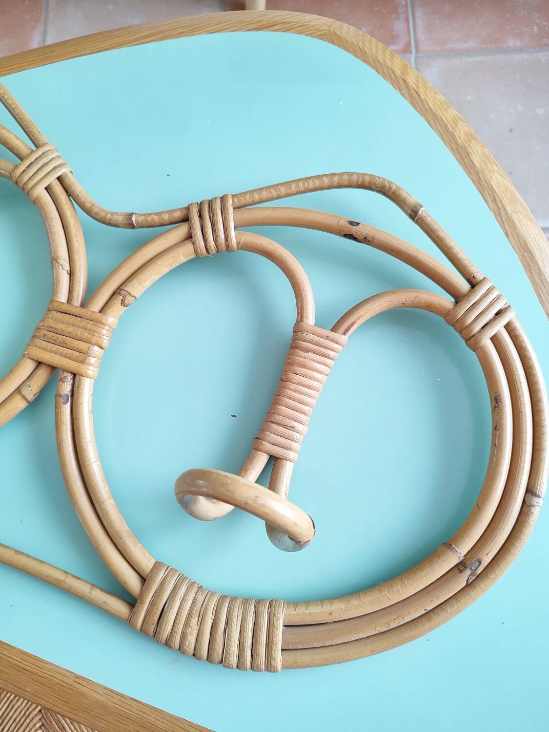 Franco Albini vintage rattan wall coat rack