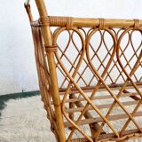 Vintage rattan and bamboo crib, 60s, TBE.