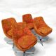 Suite de 4 fauteuils pivotants seventies