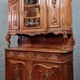 Louis XV Rocaille style two-part buffet in solid walnut circa 1880