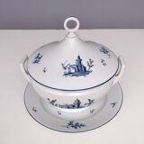 Assiette à soupe néoclassique en porcelaine blanche et bleue de Richard Ginori, Italie