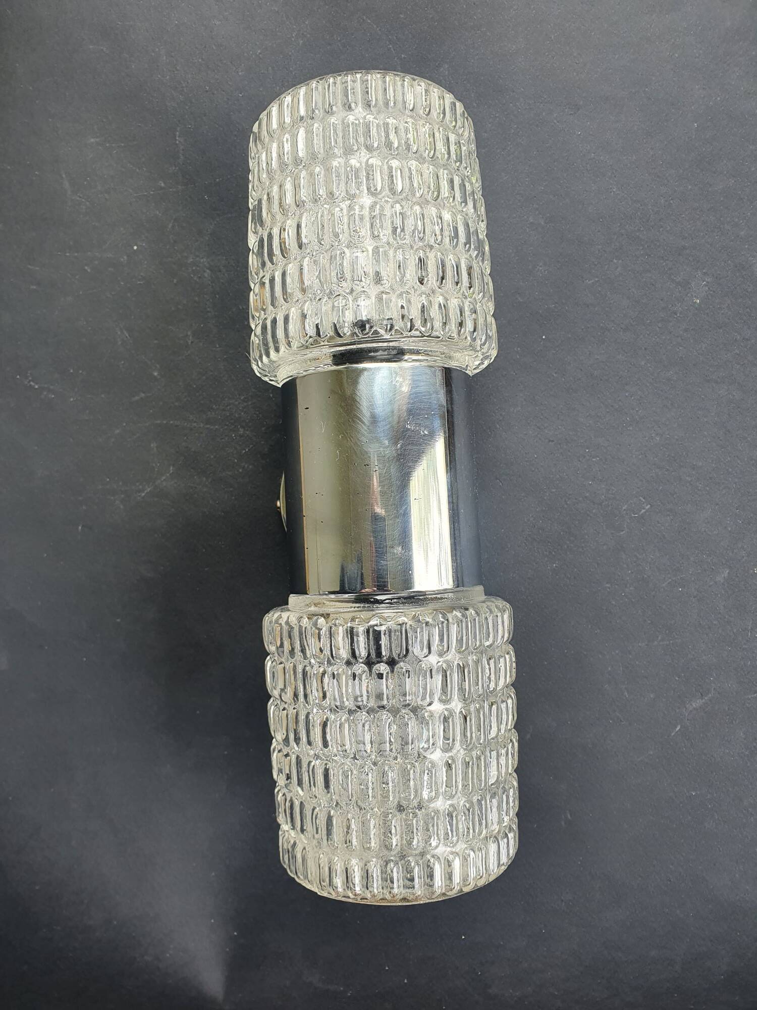 Chrome metal wall lamp with double vintage lighting