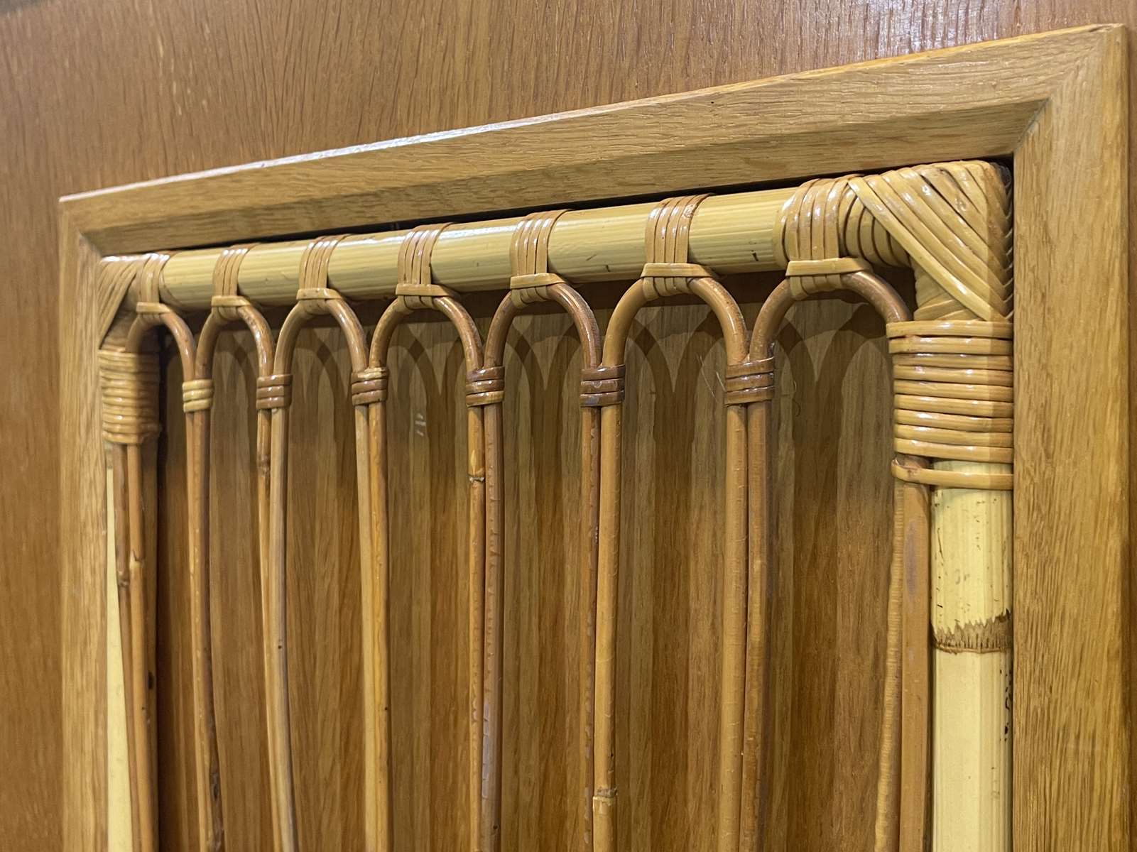 Wardrobe in bamboo and oak from the 1960s