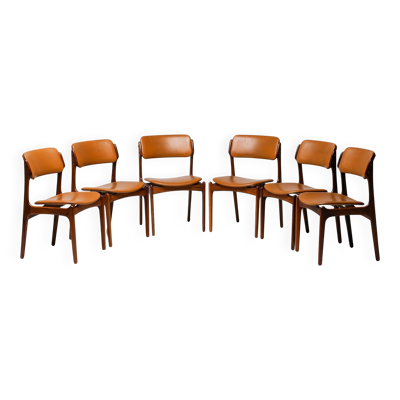 Ensemble de 6 chaises de salle à manger danoises en bois de rose Model No 49 par Erik Buch