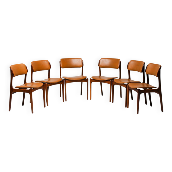 Ensemble de 6 chaises de salle à manger danoises en bois de rose Model No 49 par Erik Buch