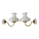 Pair of opaline tulip appliques on brass support 40-50s