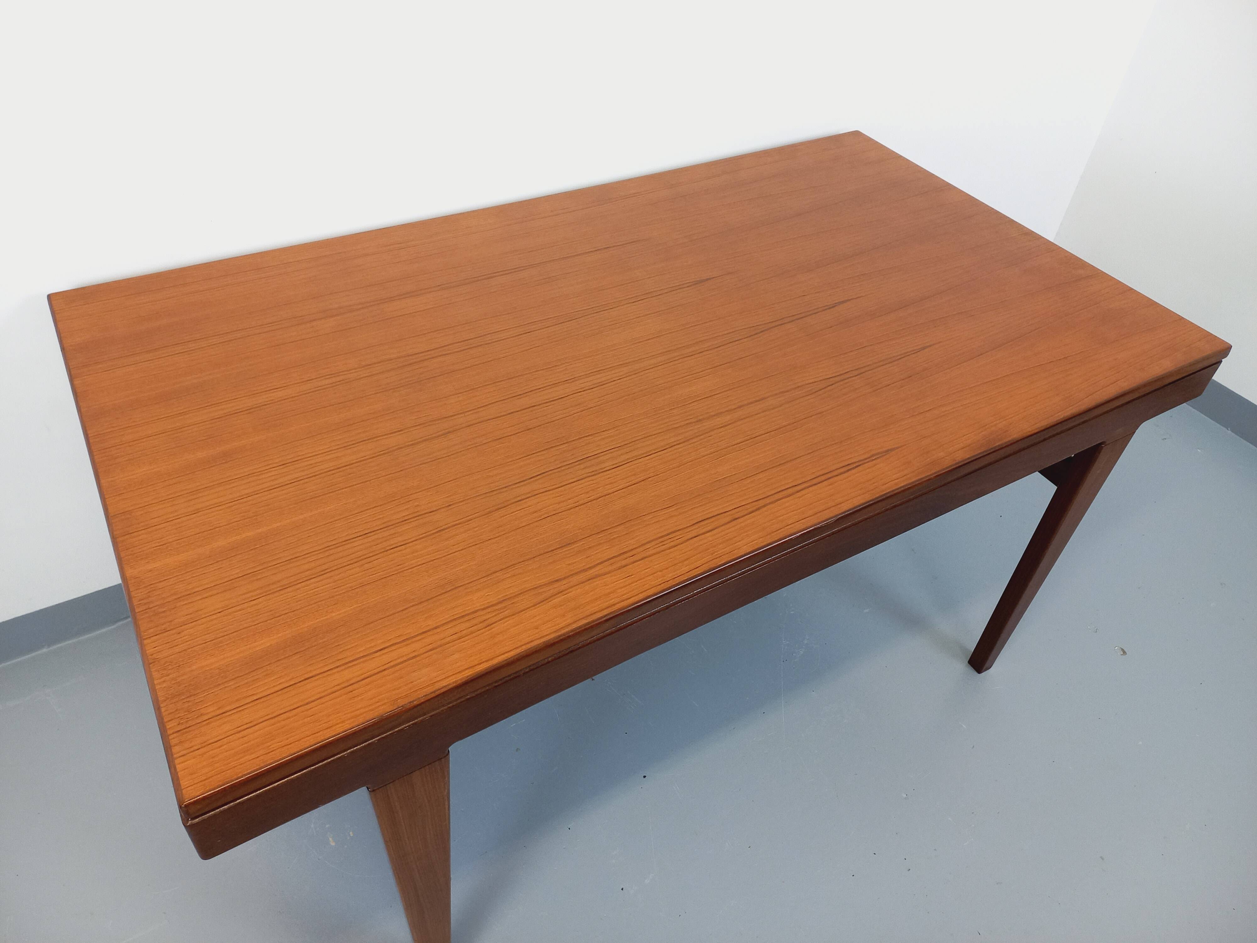 Vintage Scandinavian 50s 60s teak dining table with extension
