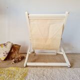 Old white wood deck chair Triconfort