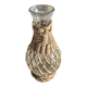 vintage glass vase surrounded by woven rattan