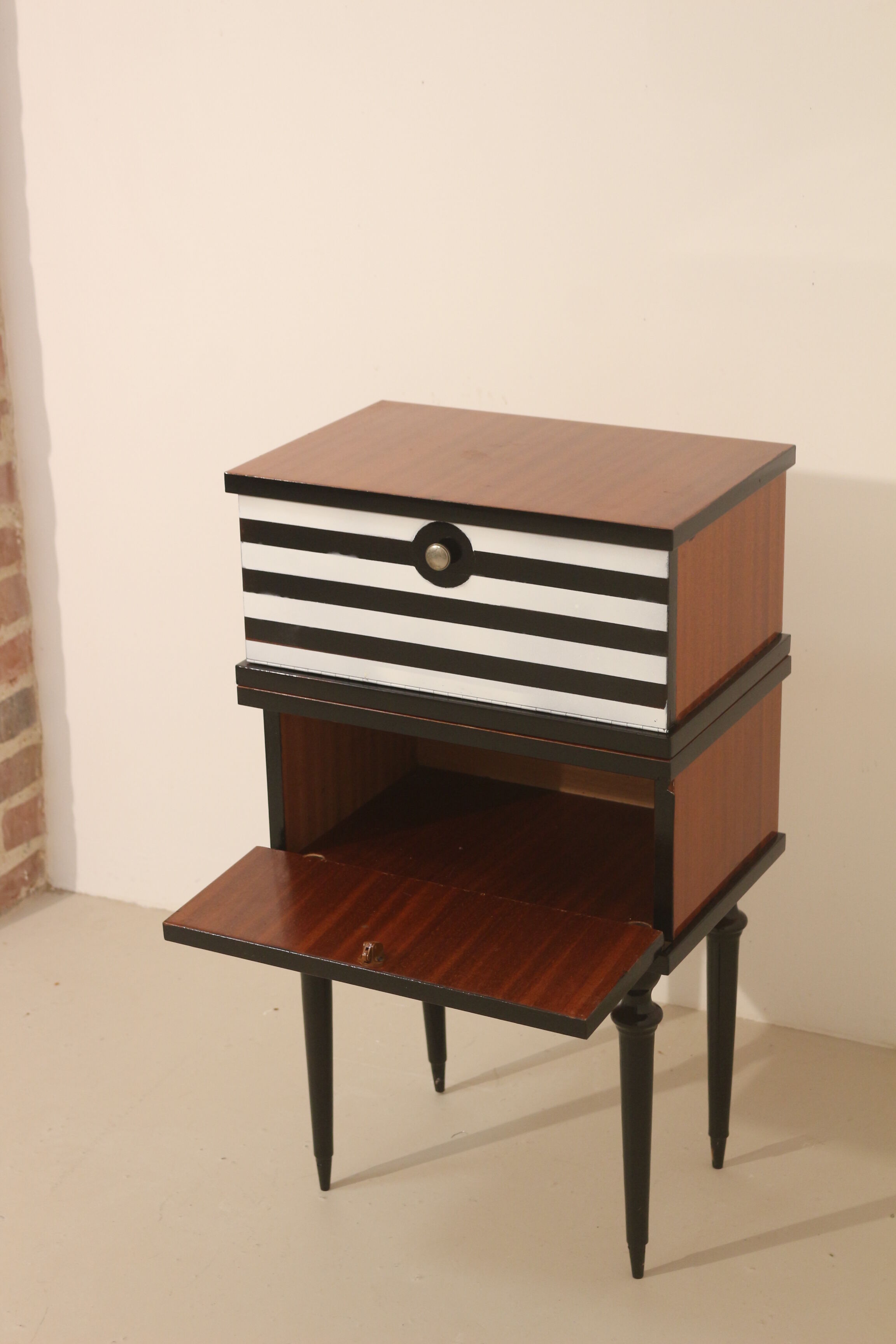 Pair of bedside table restyled swing door year 60