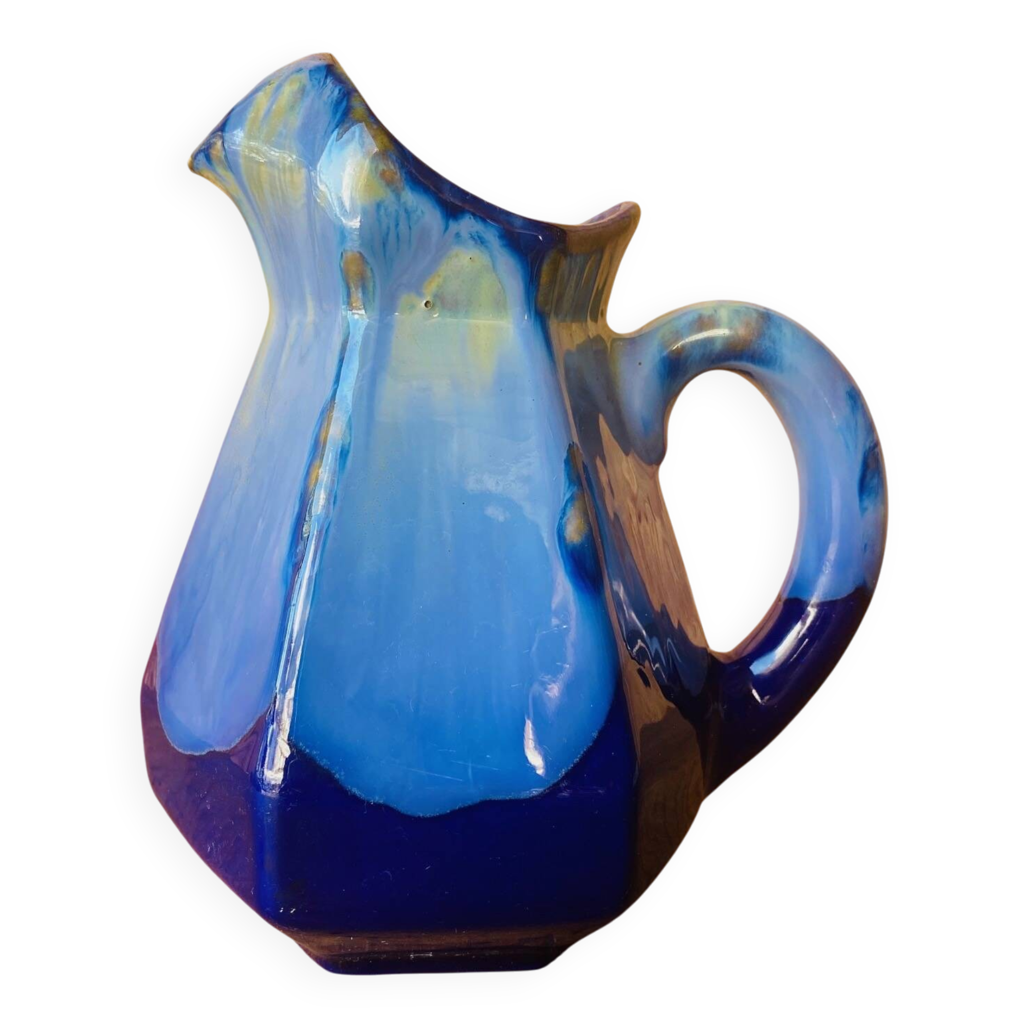 Pichet en grés flammé bleu Art Deco