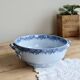 Antique earthenware salad bowl Sarreguemines U&C model Mimosa blue
