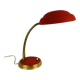 1950s desk lamp, red metal and brass