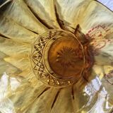 1920s amber glass vase with integrated flower spike