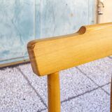 Banc en hêtre avec assise en tissu à carreaux Italie années 1950
