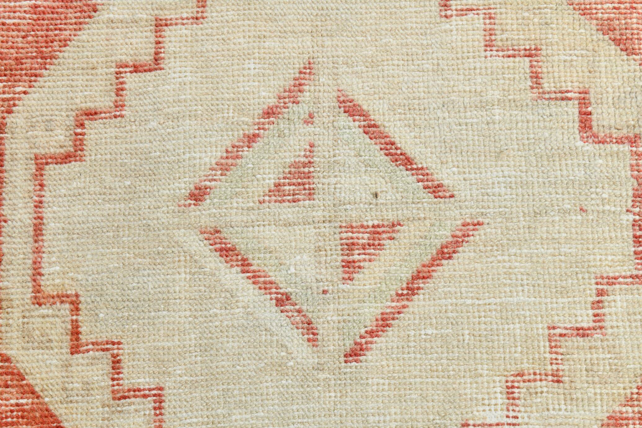 3x13 Vintage Soft Red & Beige Turkish Runner Rug, 77x379Cm