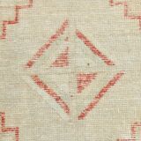 3x13 Vintage Soft Red & Beige Turkish Runner Rug, 77x379Cm