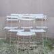 Series of 6 chairs and 1 folding armchair of iron garden bistro
