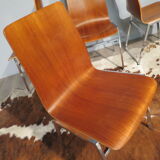 Set of 6 chairs teak and chrome