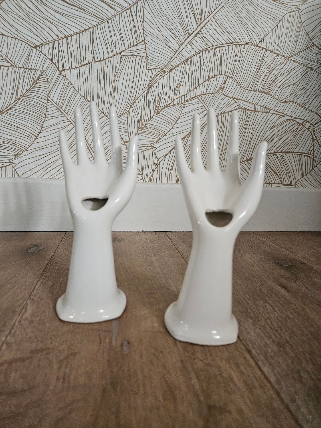 Pair of ceramic hand-held soliflores
