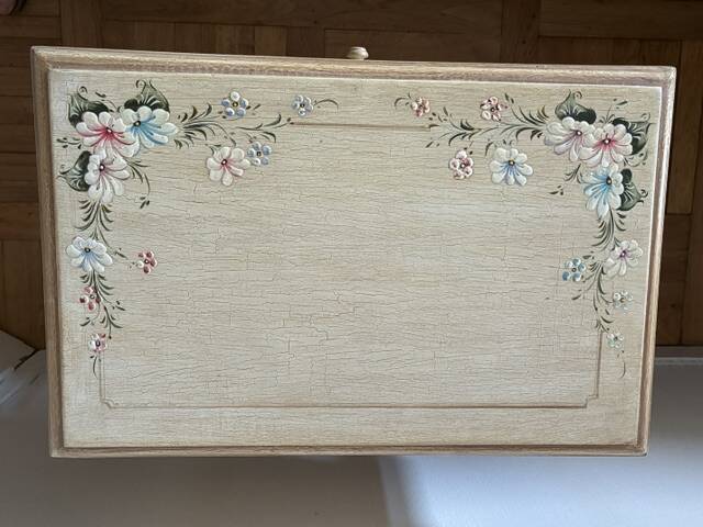 exotic wood console with a drawer