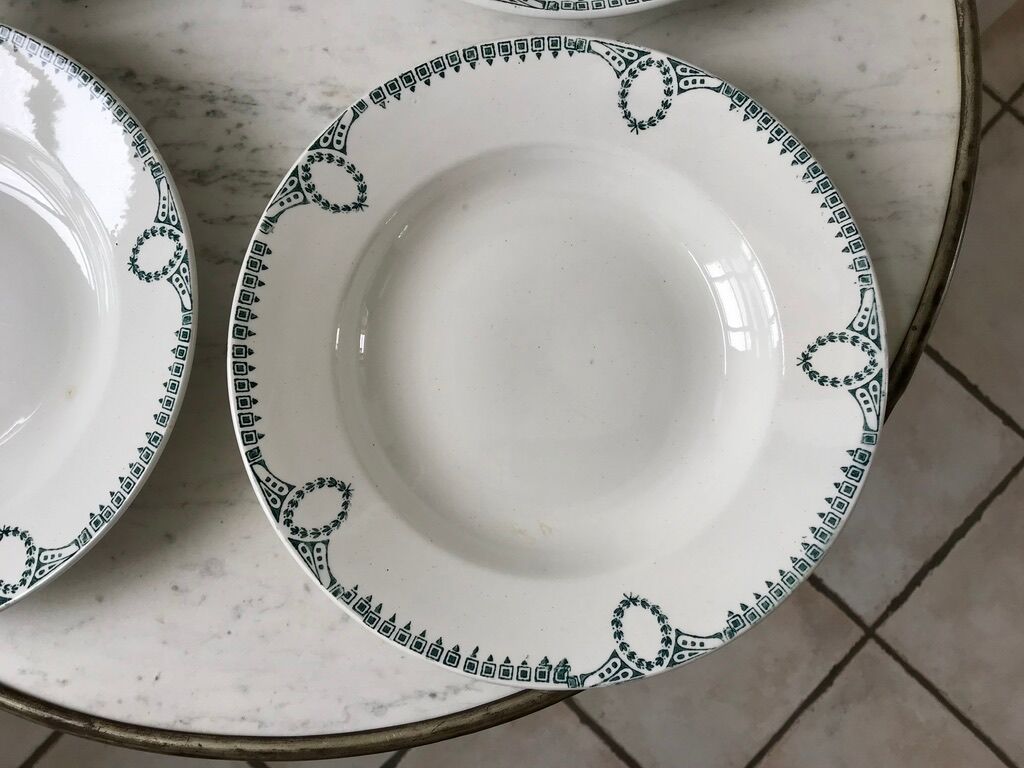4 hollow plates Terre de Fer Saint-Amand early twentieth century